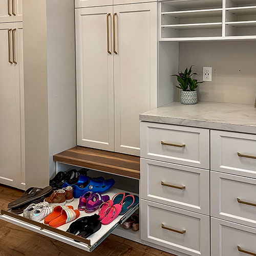 Mudroom Drawers and Shoe Pull-Out Tray